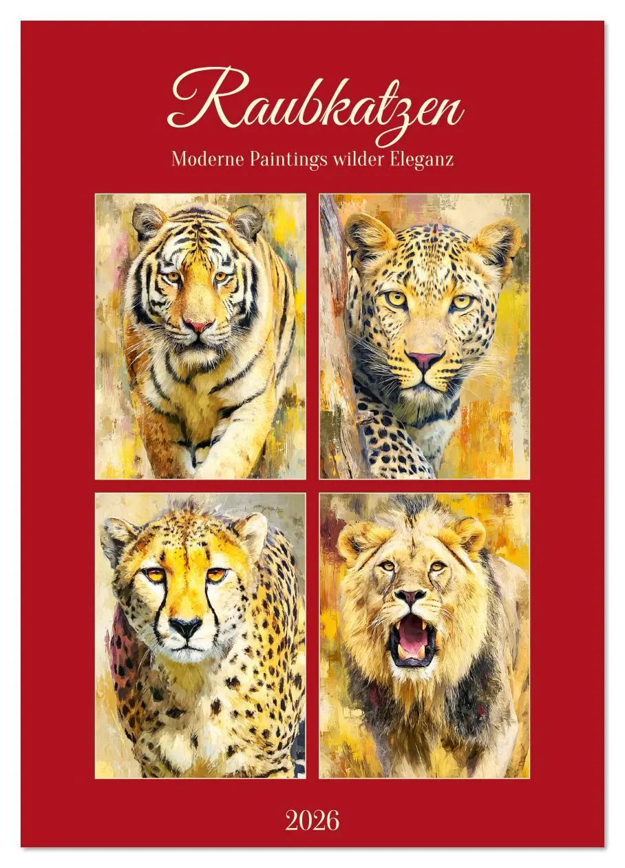 Cover: 9783516642636 | Raubkatzen. Moderne Paintings wilder Eleganz (Wandkalender 2026 DIN...