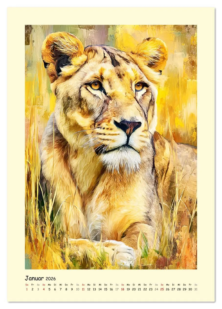 Bild: 9783516642636 | Raubkatzen. Moderne Paintings wilder Eleganz (Wandkalender 2026 DIN...