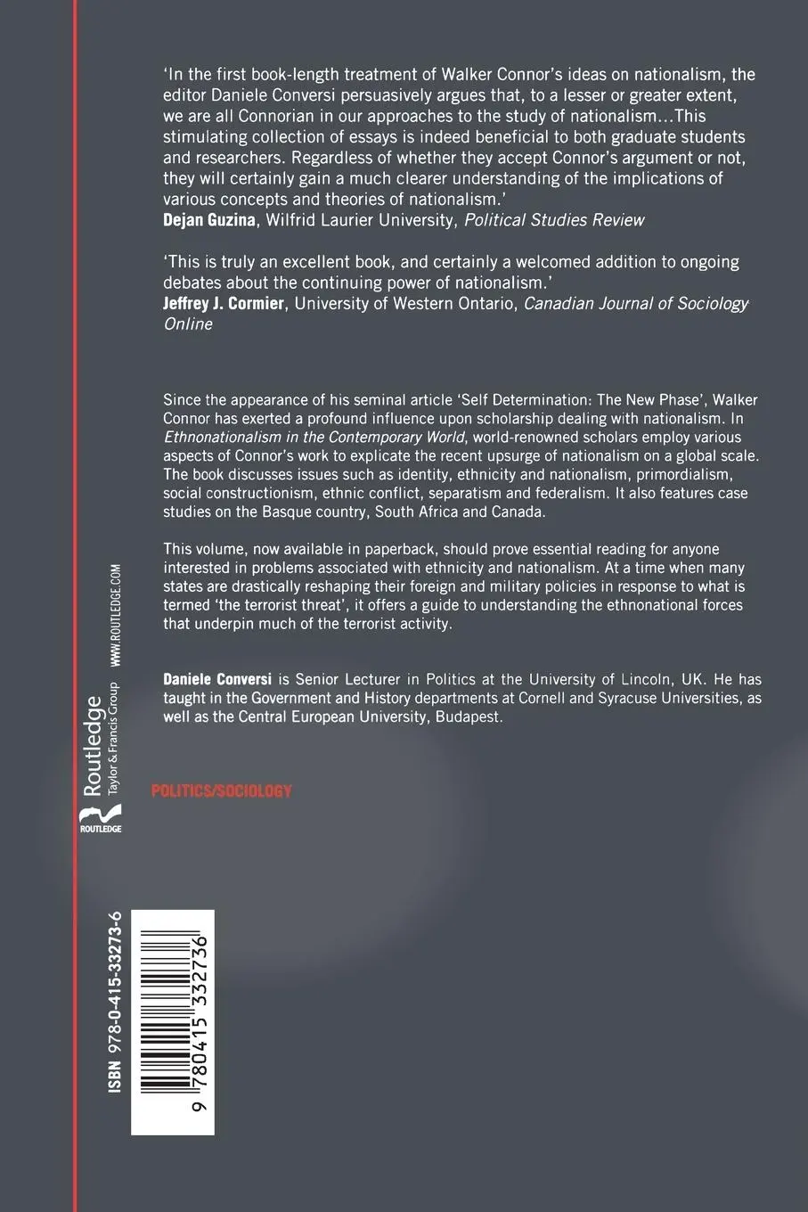 Rückseite: 9780415332736 | Ethnonationalism in the Contemporary World | Daniele Conversi | Buch