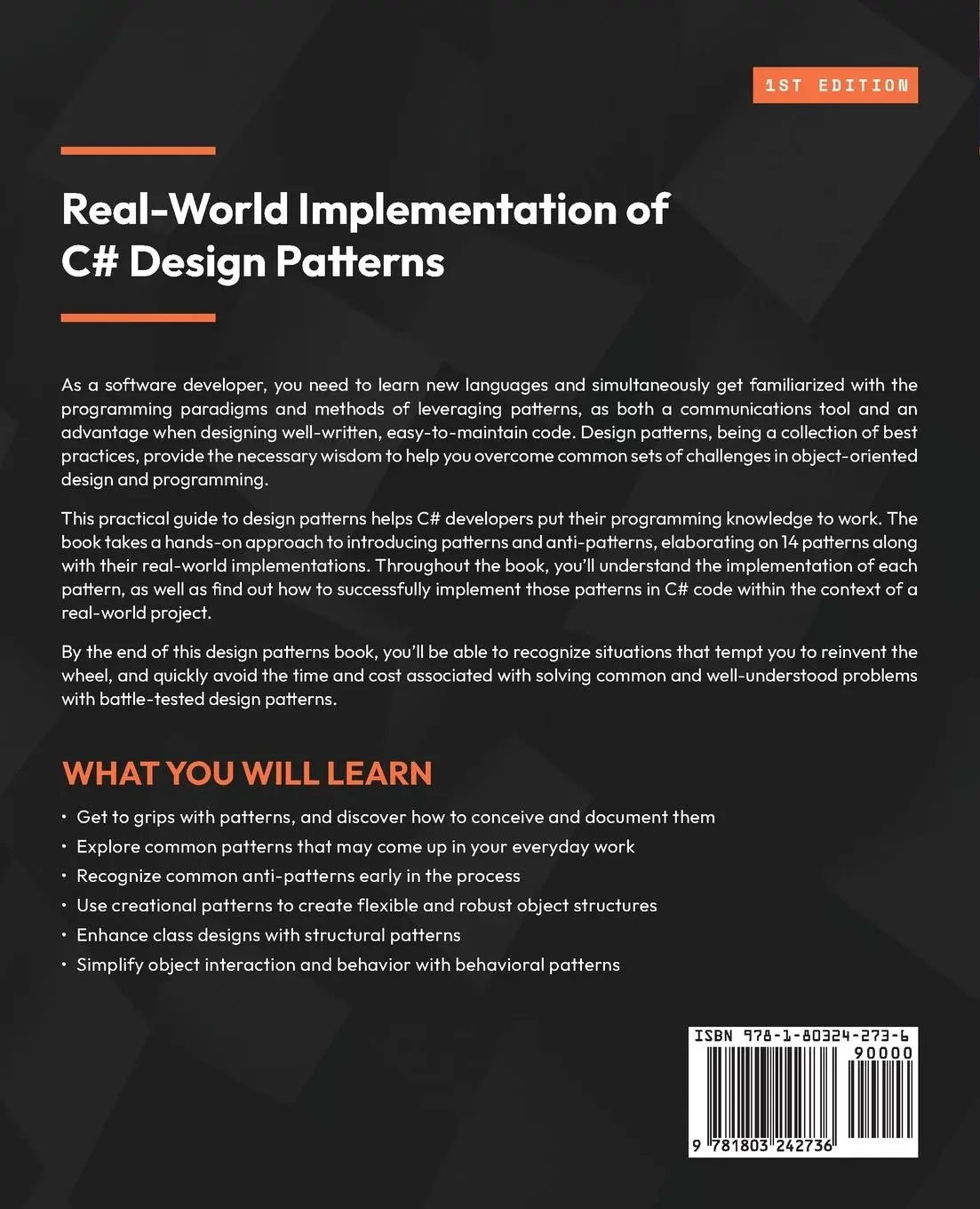Rückseite: 9781803242736 | Real-World Implementation of C# Design Patterns | Bruce M. van Horn Ii