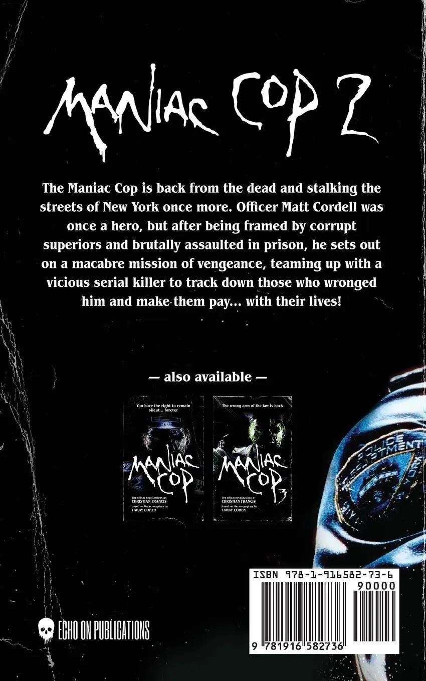 Rückseite: 9781916582736 | Maniac Cop 2 | The Official Novelization | Christian Francis | Buch