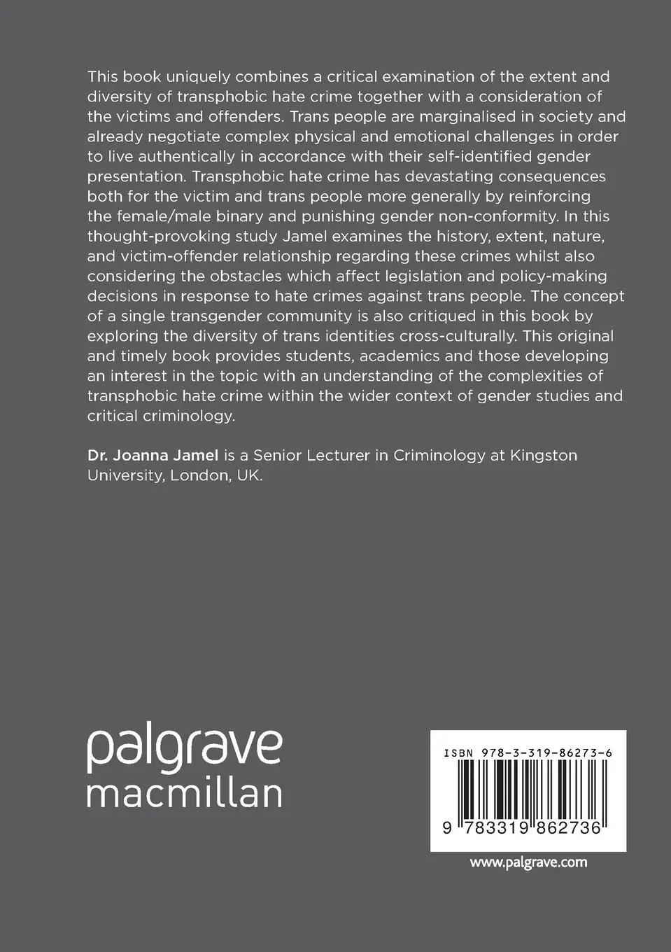 Rückseite: 9783319862736 | Transphobic Hate Crime | Joanna Jamel | Taschenbuch | xviii | Englisch