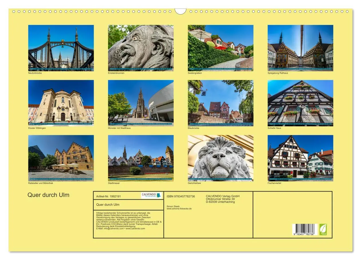 Bild: 9783457782736 | Quer durch Ulm (Wandkalender 2026 DIN A2 quer), CALVENDO...