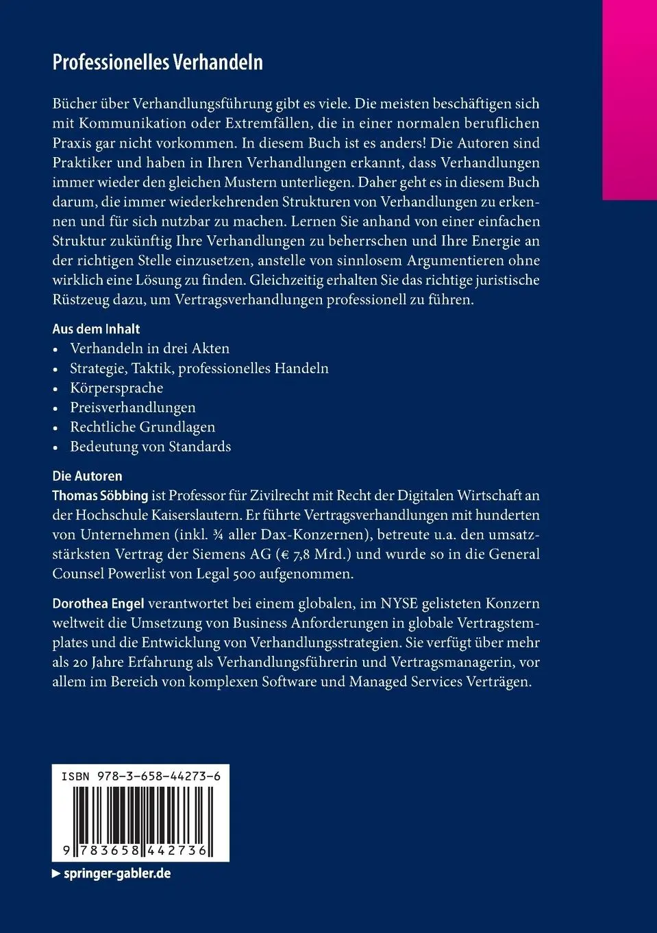 Rückseite: 9783658442736 | Professionelles Verhandeln | Dorothea Engel (u. a.) | Taschenbuch