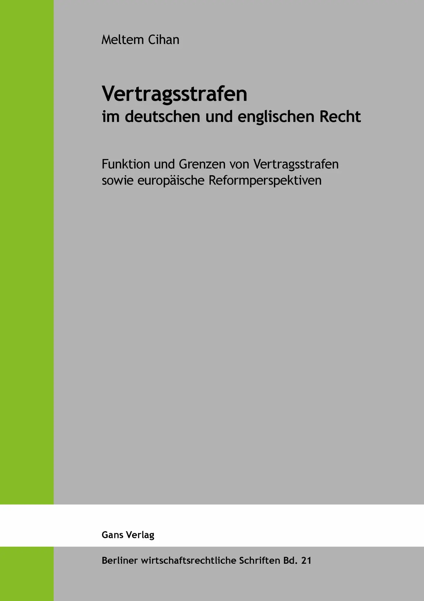 Cover: 9783946392736 | Vertragsstrafen im deutschen und englischen Recht | Meltem Cihan