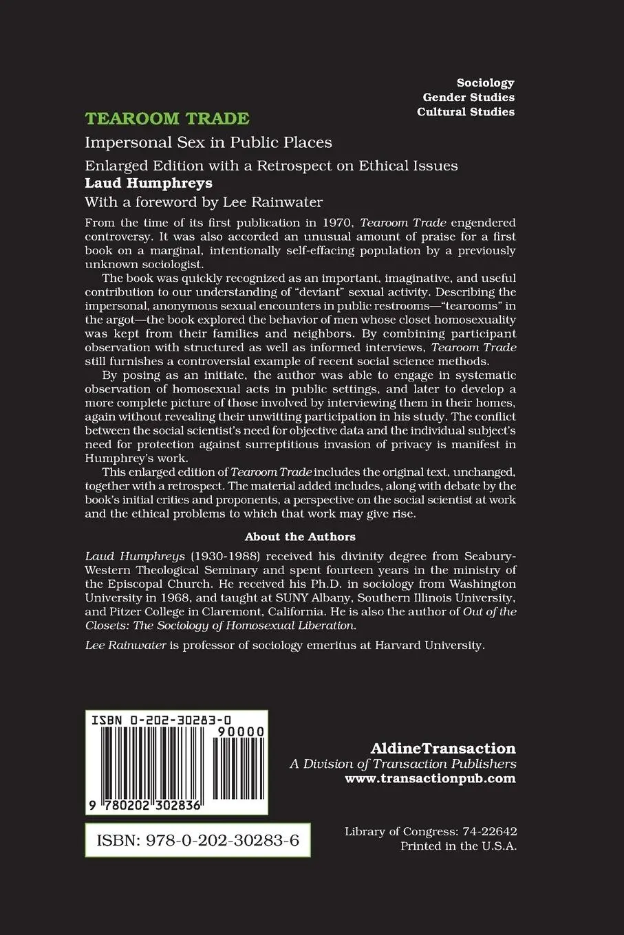 Rückseite: 9780202302836 | Tearoom Trade | Impersonal Sex in Public Places | Laud Humphreys