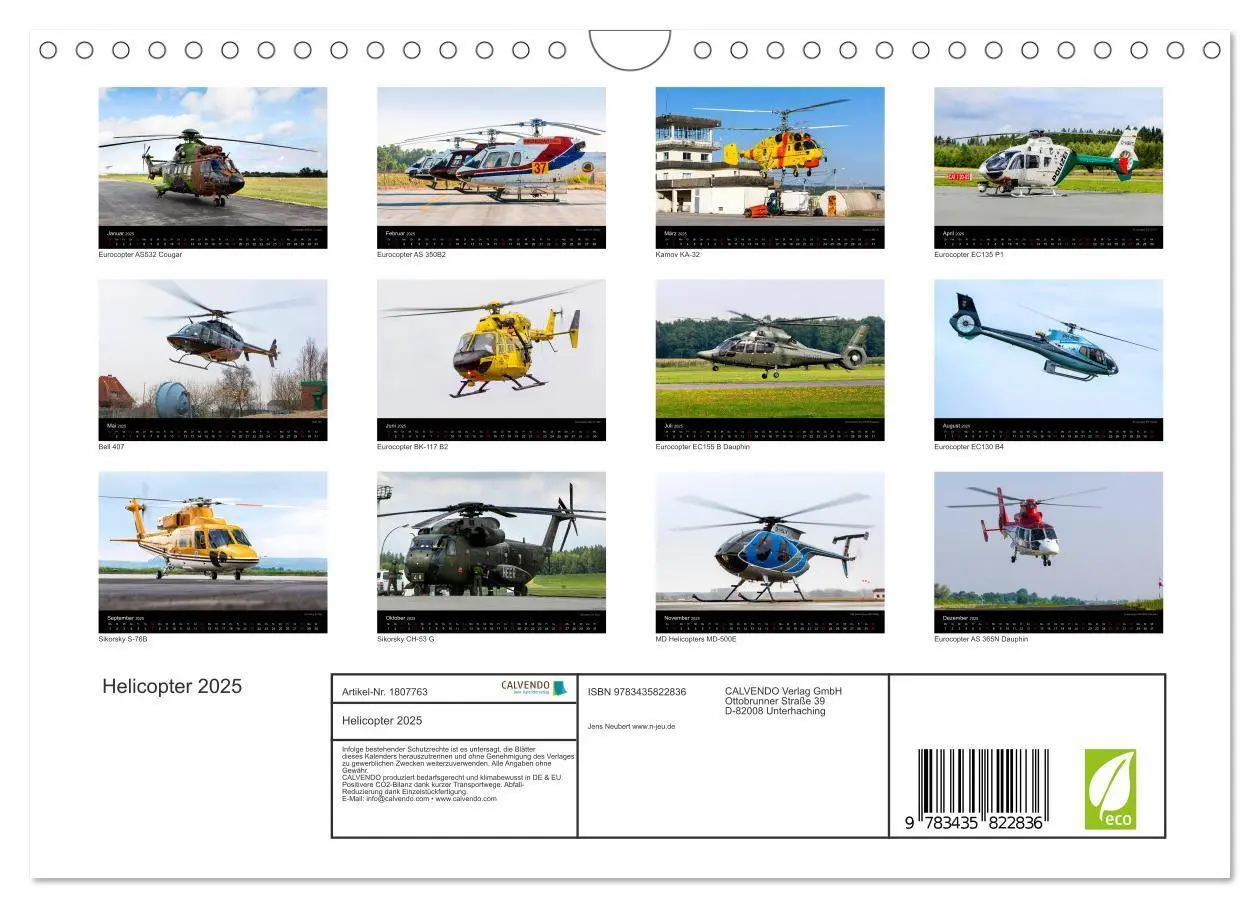 Bild: 9783435822836 | Helicopter 2025 (Wandkalender 2025 DIN A4 quer), CALVENDO...