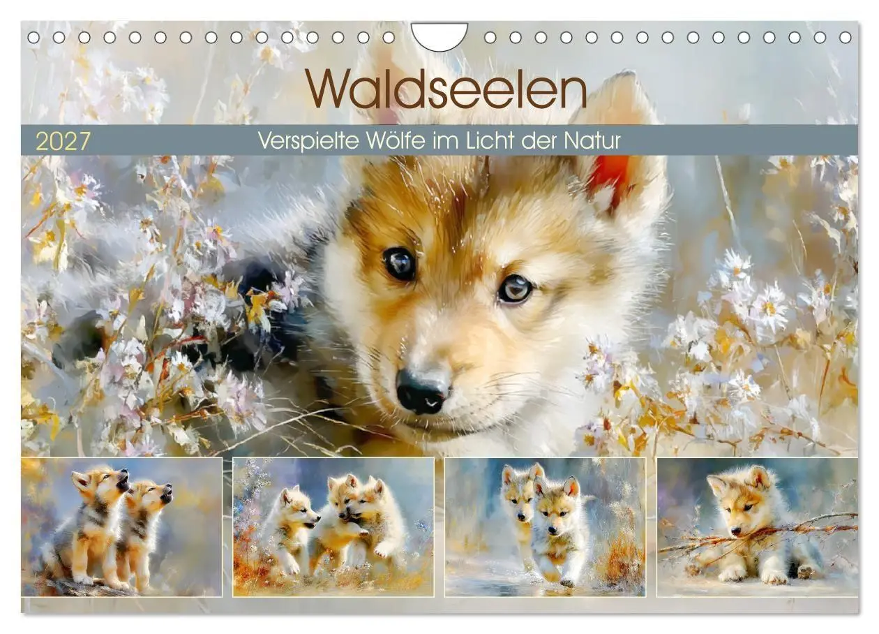Cover: 9783516792836 | Waldseelen. Verspielte Wölfe im Licht der Natur (Wandkalender 2027...