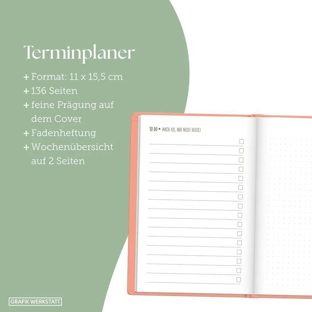 Bild: 9783986362836 | Terminplaner Lederlook 2027 Peach | Terminplaner Lederlook A6 | 136 S.