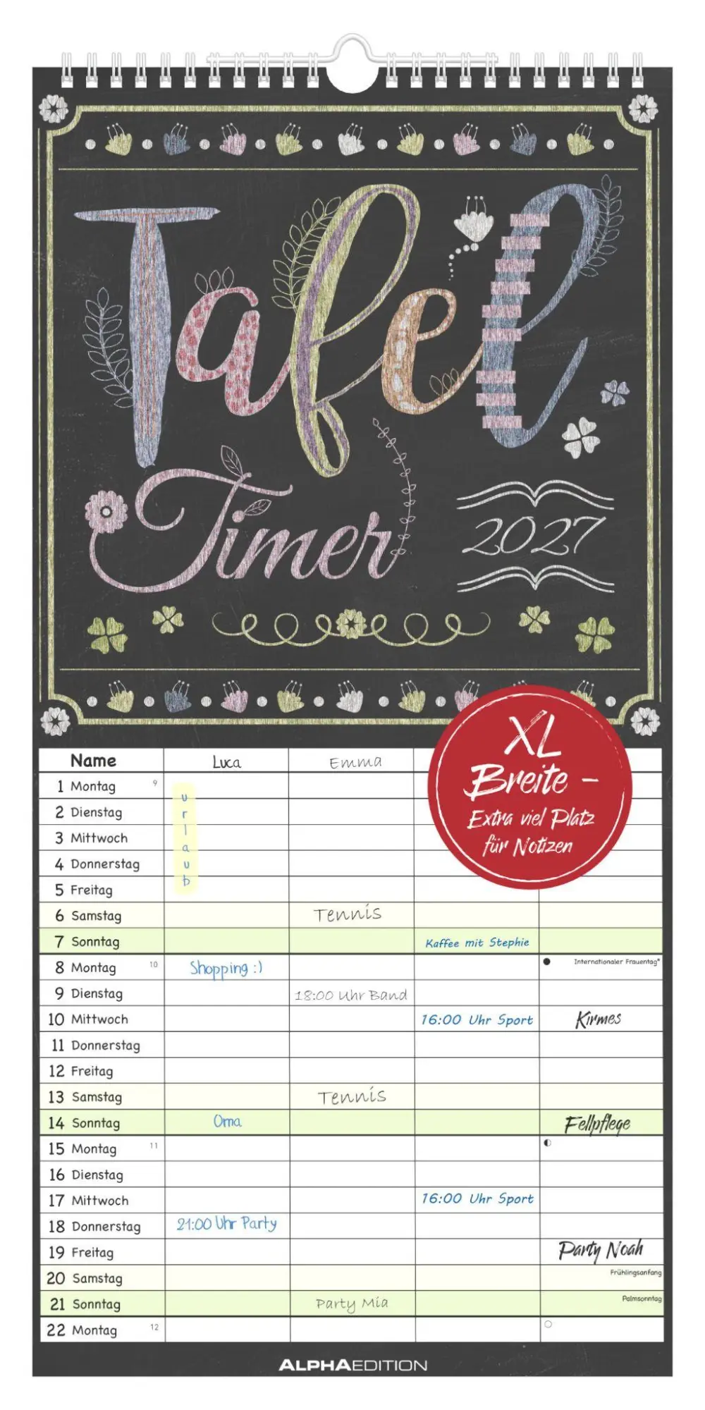 Cover: 4069095012936 | Tafel Timer - 4 Spalten 2027 | Neumann Verlage GmbH &amp; Co KG | Kalender