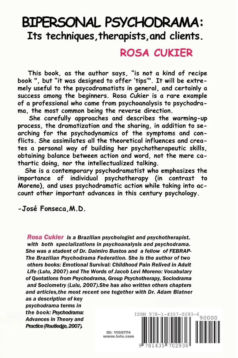 Rückseite: 9781435702936 | BIPERSONAL PSYCHODRAMA | ITS TECHNIQUES, THERAPISTS, AND CLIENTS