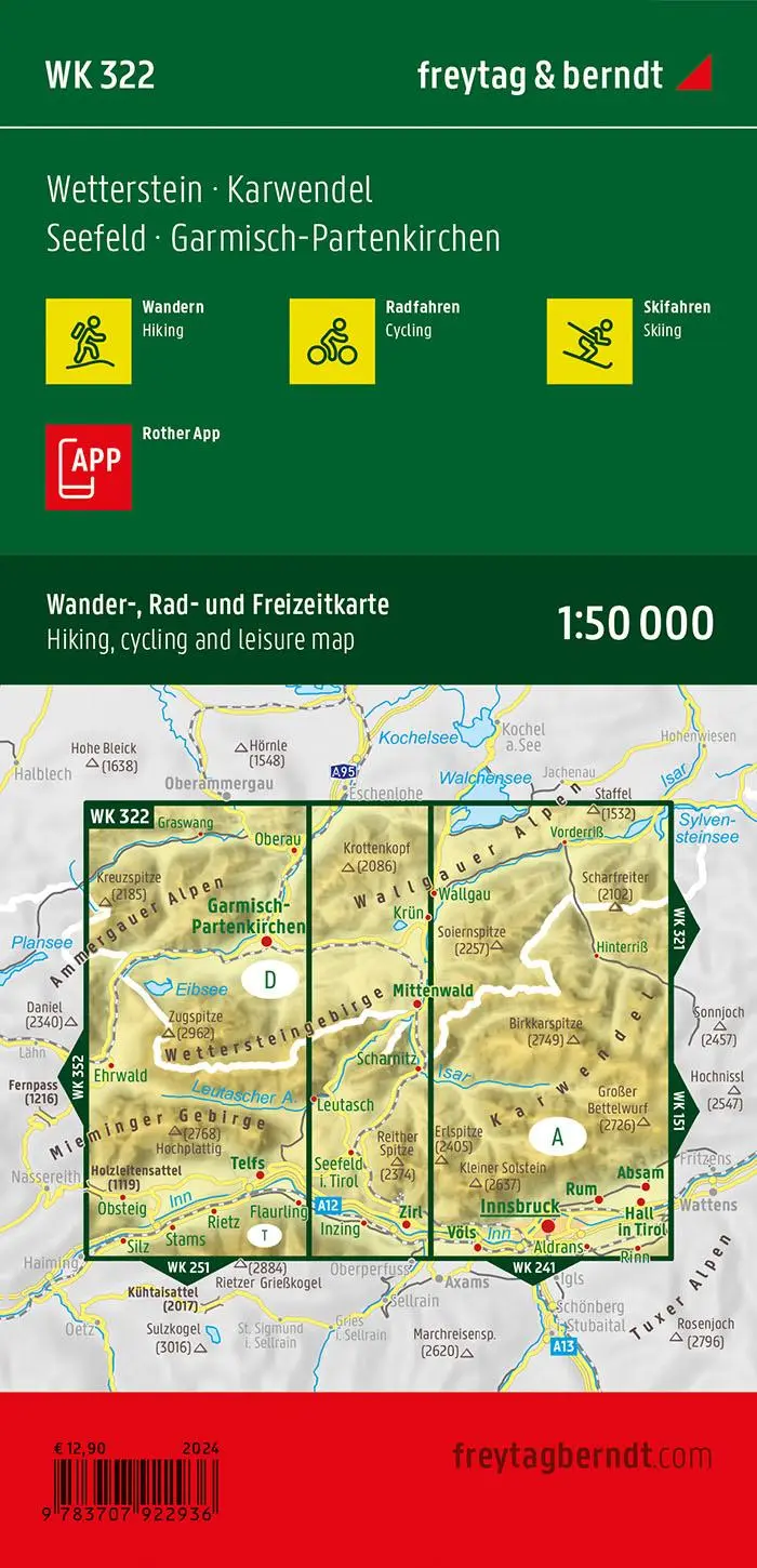 Rückseite: 9783707922936 | freytag &amp; berndt Wanderkarte WK 322 Wetterstein - Karwendel,...
