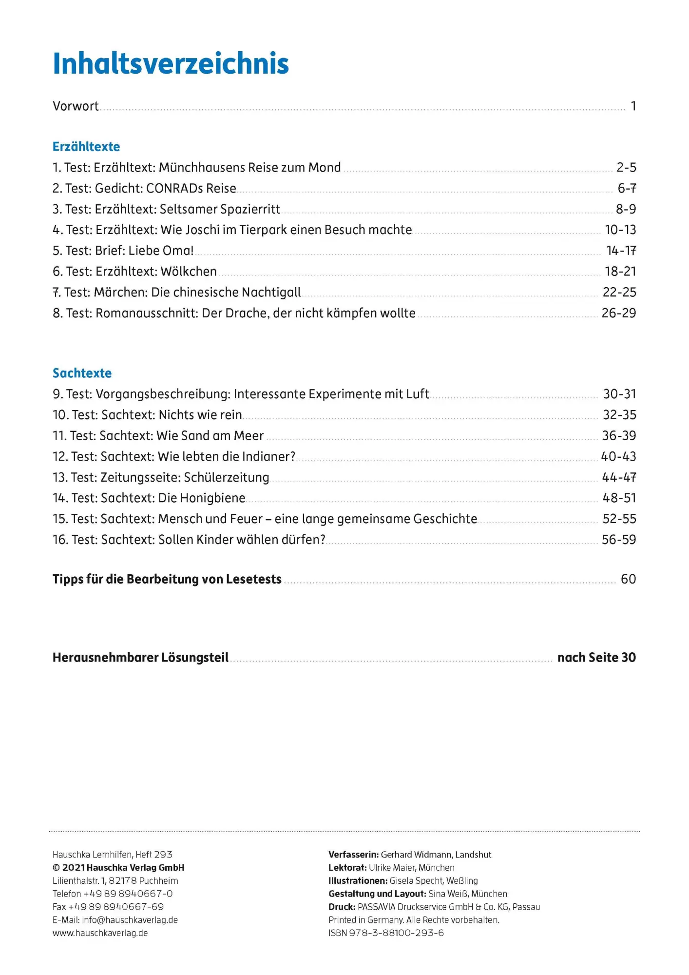 Bild: 9783881002936 | Lesetests in Deutsch - Lernzielkontrollen 3. Klasse, A4- Heft | 80 S.