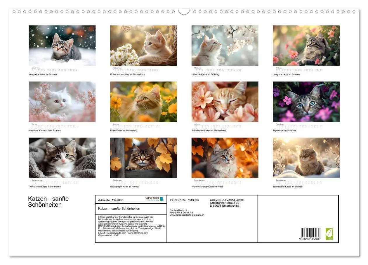 Bild: 9783457343036 | Katzen - sanfte Schönheiten (Wandkalender 2026 DIN A2 quer),...