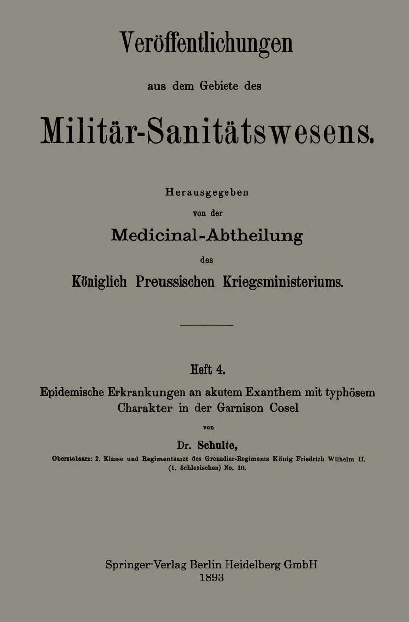 Cover: 9783662343036 | Epidemische Erkrankungen an akutem Exanthem mit typhösem Charakter...