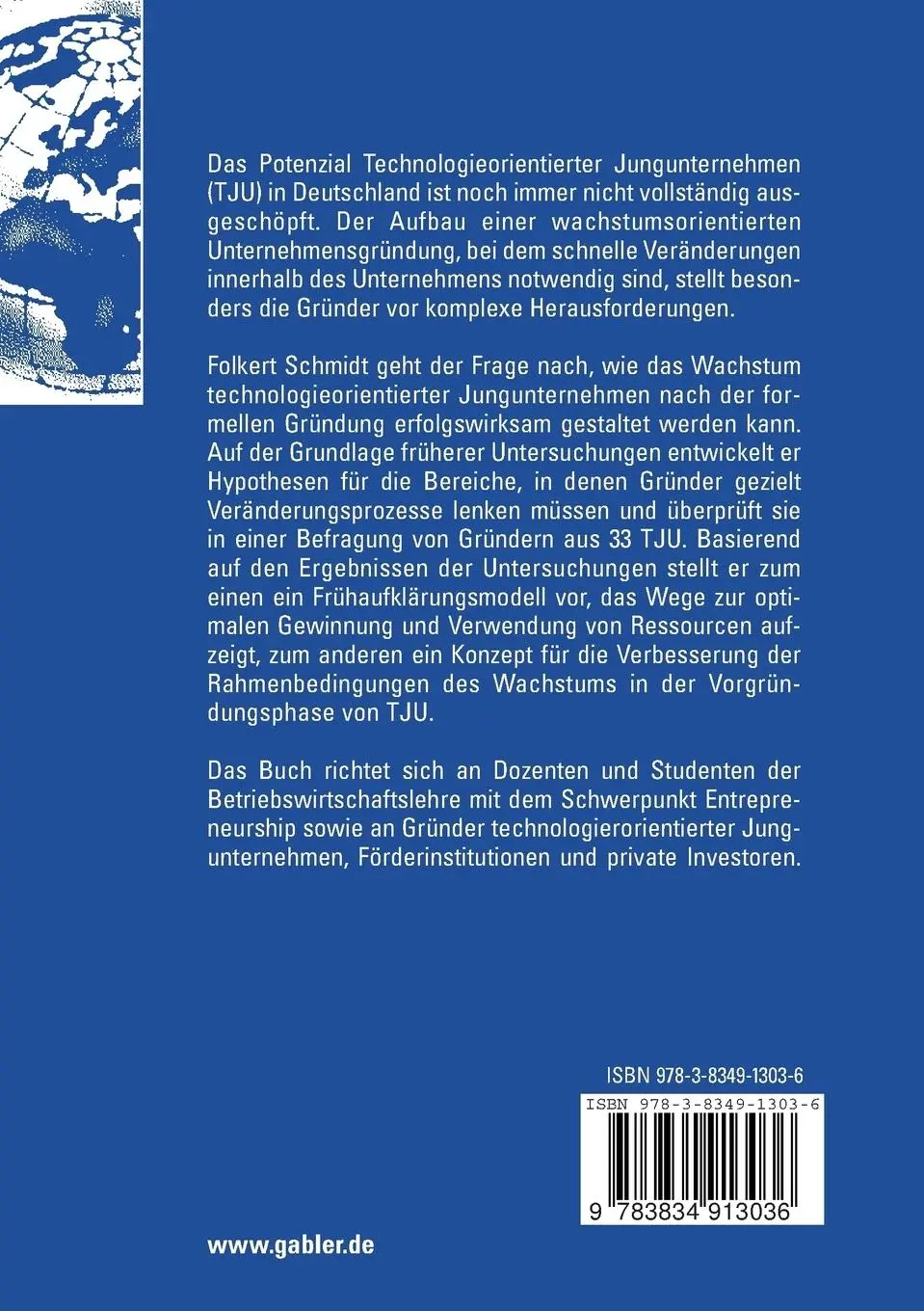 Rückseite: 9783834913036 | Wachstum technologieorientierter Jungunternehmen | Folkert Schmidt