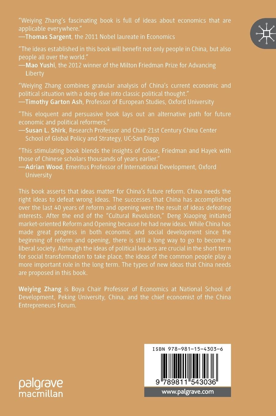 Rückseite: 9789811543036 | Ideas for China's Future | Weiying Zhang | Buch | xi | Englisch | 2020