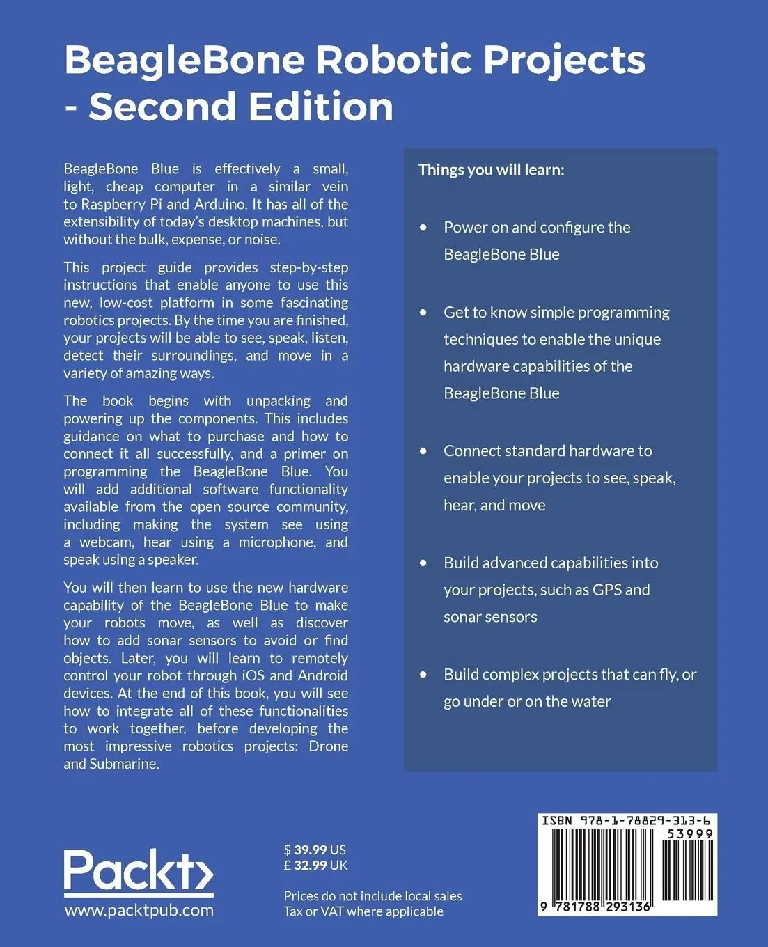 Rückseite: 9781788293136 | BeagleBone Robotic Projects - Second Edition | Richard Grimmett | Buch