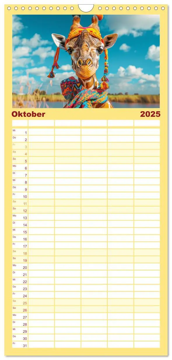 Bild: 9783457193136 | Familienplaner 2025 - Giraffen-Trend. Hals und Stil mit 5 Spalten...