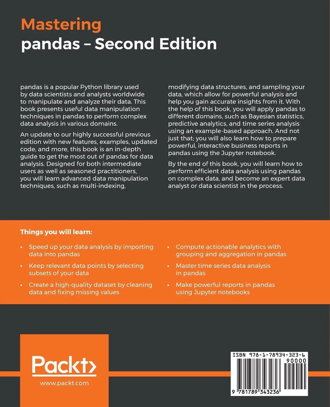Rückseite: 9781789343236 | Mastering Pandas | Ashish Kumar | Taschenbuch | Englisch | 2019