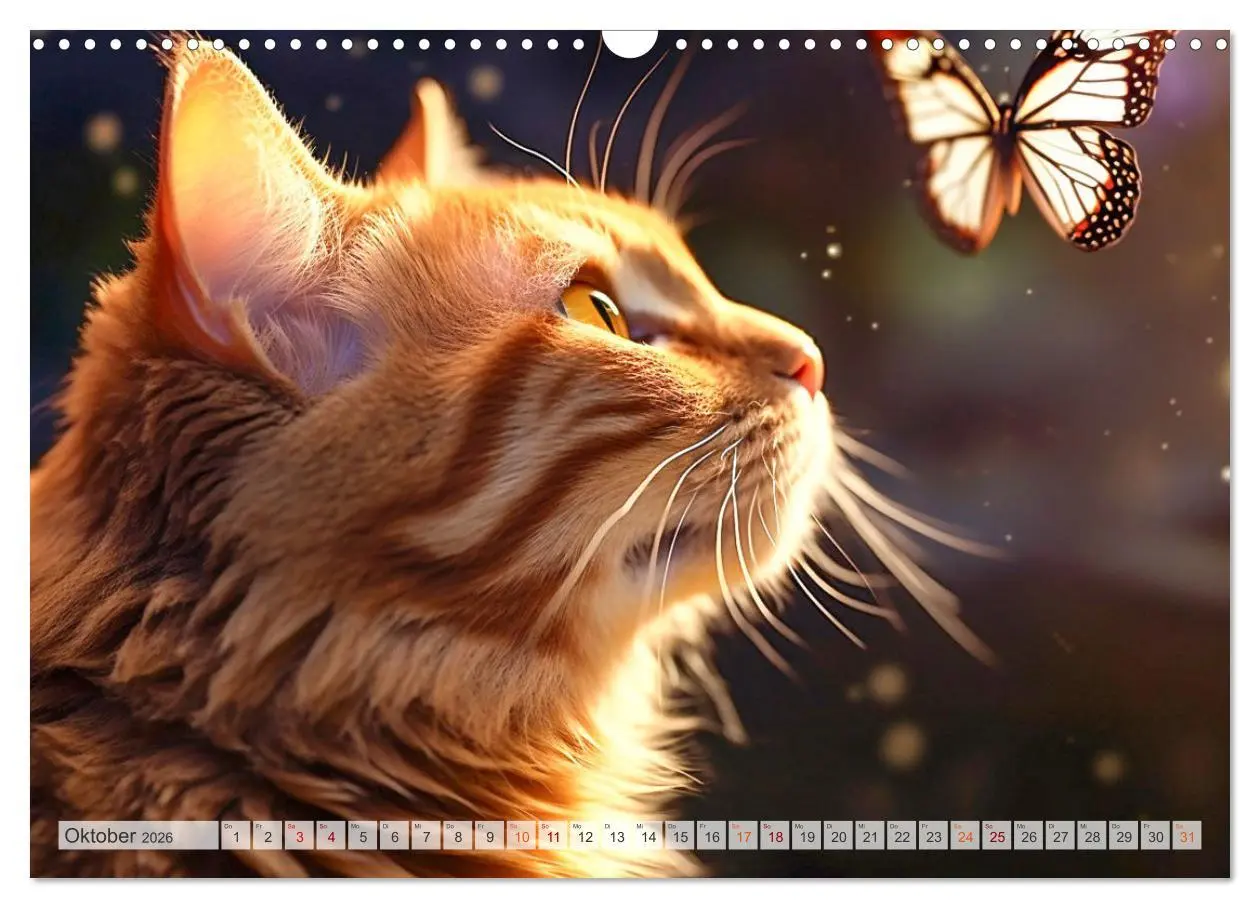 Bild: 9783457493236 | Die Katze und der Schmetterling (Wandkalender 2026 DIN A3 quer),...