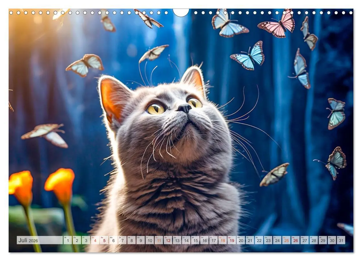 Bild: 9783457493236 | Die Katze und der Schmetterling (Wandkalender 2026 DIN A3 quer),...