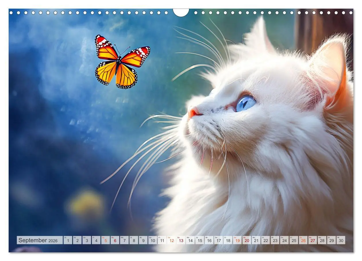 Bild: 9783457493236 | Die Katze und der Schmetterling (Wandkalender 2026 DIN A3 quer),...