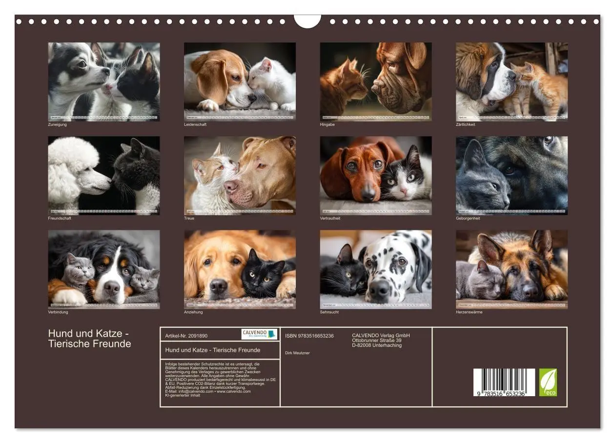 Bild: 9783516653236 | Hund und Katze - Tierische Freunde (Wandkalender 2026 DIN A3 quer),...