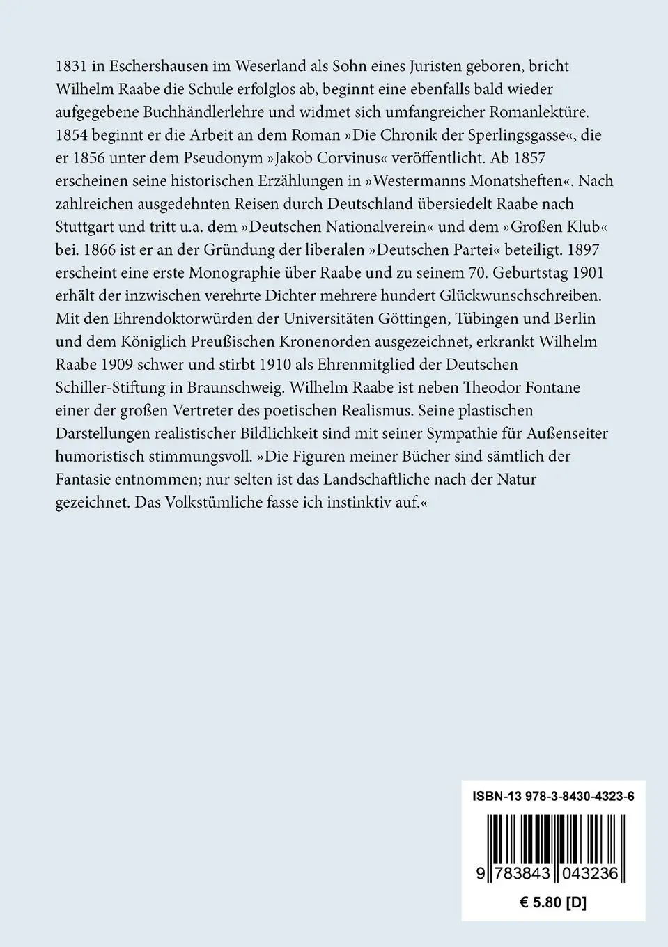 Rückseite: 9783843043236 | Die Innerste | Wilhelm Raabe | Taschenbuch | 80 S. | Deutsch | 2015