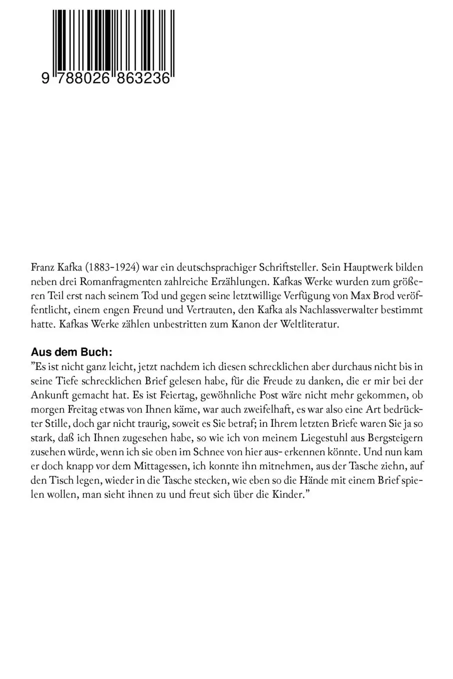 Rückseite: 9788026863236 | Briefe an Milena: Ausgewählte Briefe an Kafkas große Liebe | Kafka