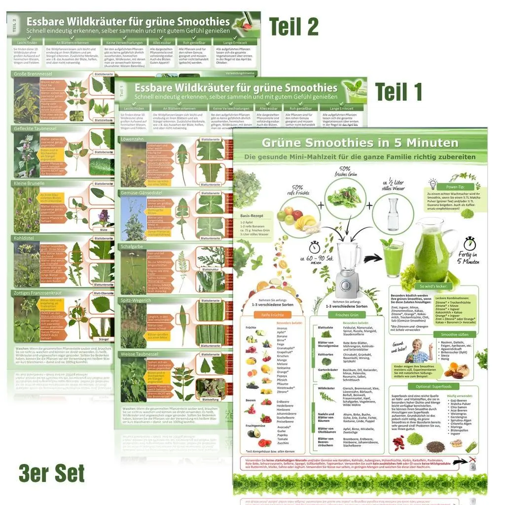 Cover: 641243563336 | [3er Set] Grüne Smoothies in 5 Minuten &amp; Essbare Wildkräuter für...