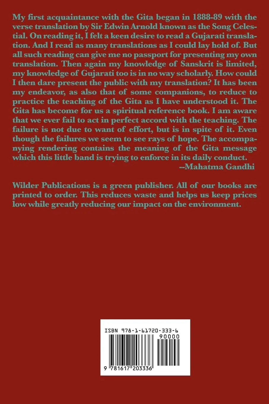 Rückseite: 9781617203336 | The Bhagavad Gita According to Gandhi | Mohandas K. Gandhi | Buch