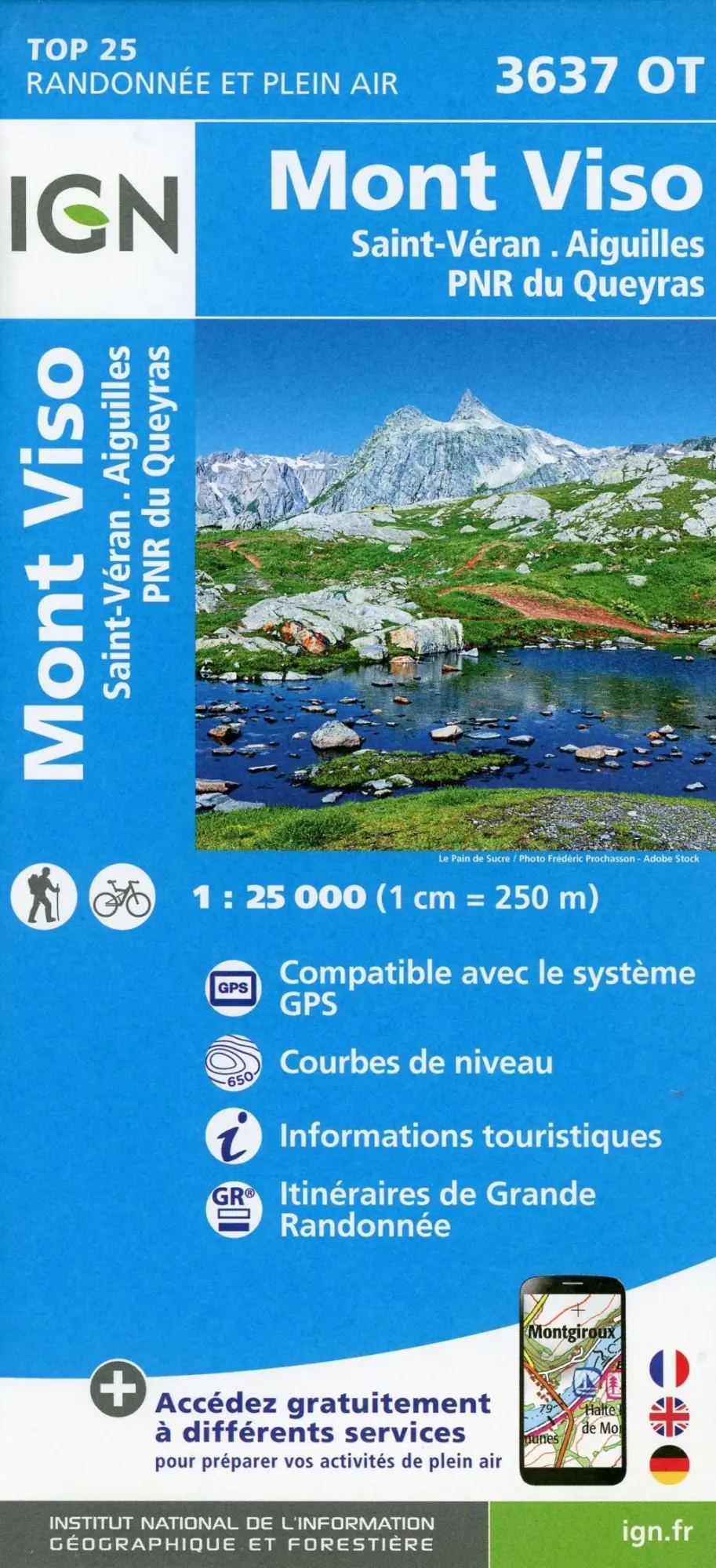 Cover: 9782758543336 | Mont Viso. Saint -Véran. Aiguilles. Parc National du Queryras 1:25000
