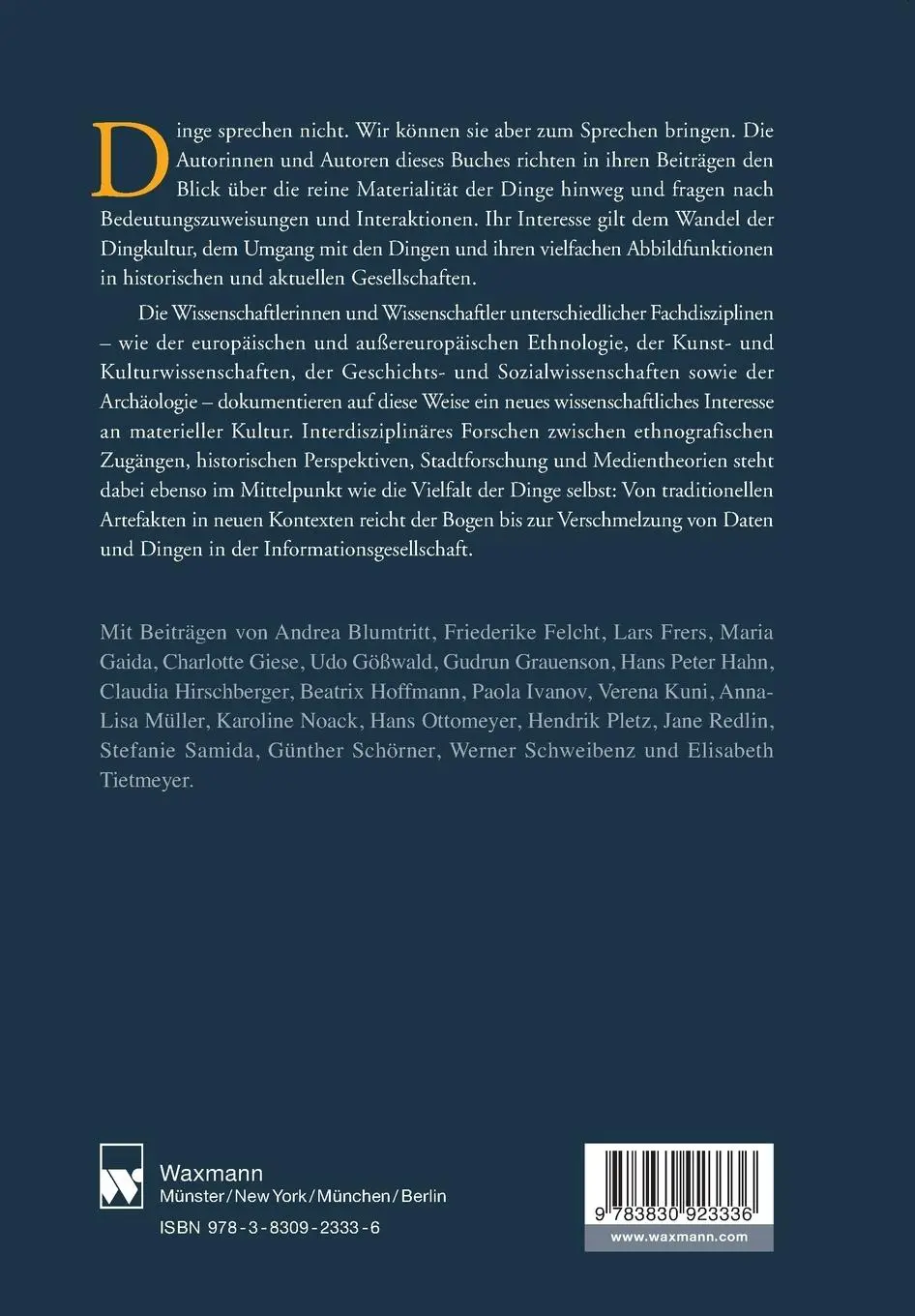 Rückseite: 9783830923336 | Die Sprache der Dinge | Im Auftrag der GfE (u. a.) | Taschenbuch
