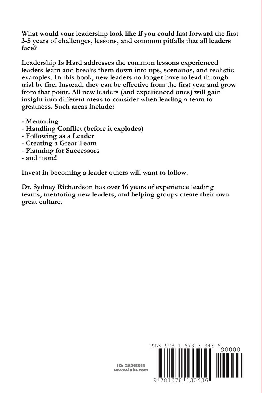 Rückseite: 9781678133436 | Leadership is Hard | Getting Through Your 1st Years In Charge | Buch