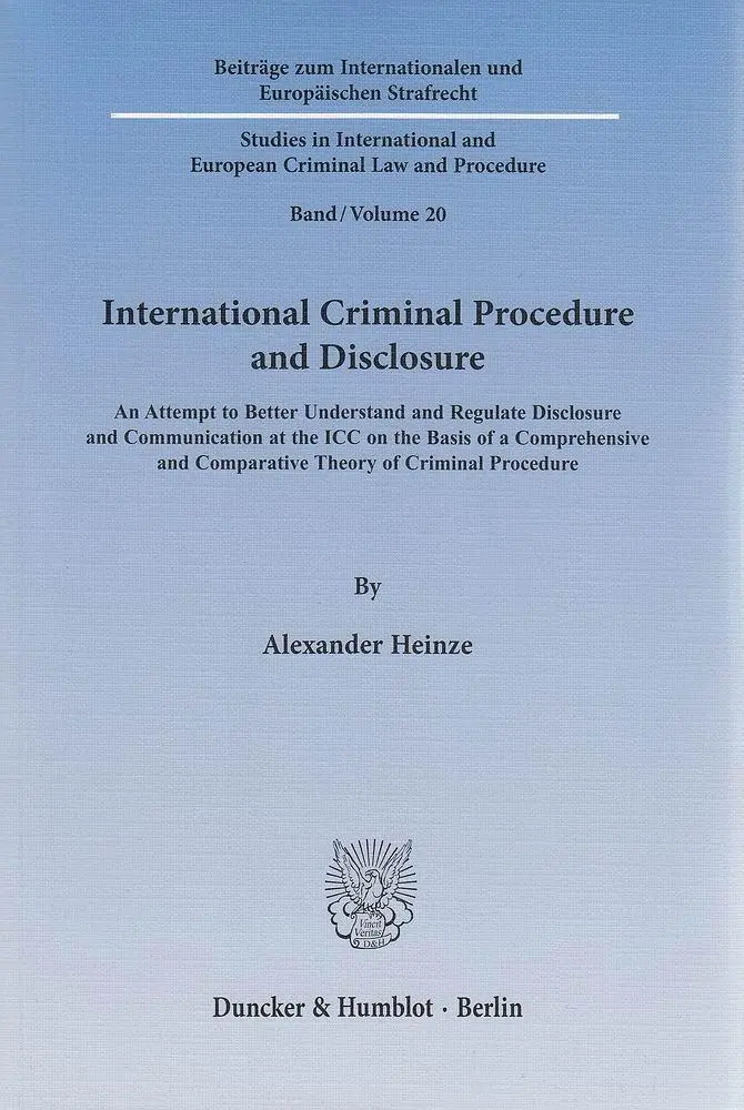 Cover: 9783428143436 | International Criminal Procedure and Disclosure | Alexander Heinze