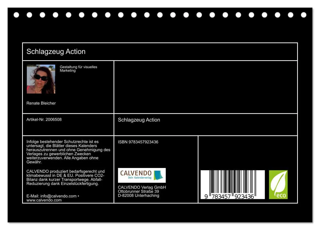 Bild: 9783457923436 | Schlagzeug Action (Tischkalender 2026 DIN A5 quer), CALVENDO...