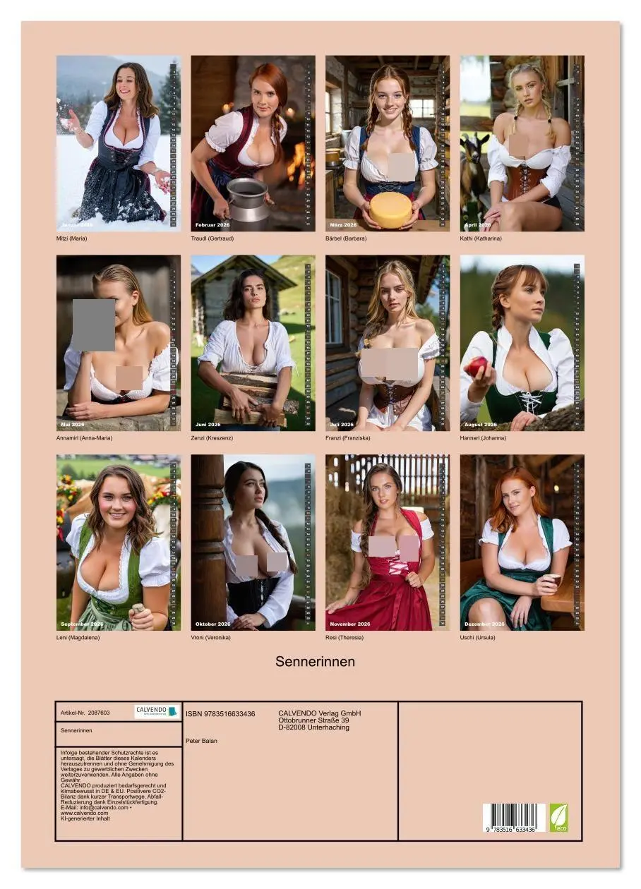 Bild: 9783516633436 | Sennerinnen (Wandkalender 2026 DIN A2 hoch), CALVENDO Monatskalender