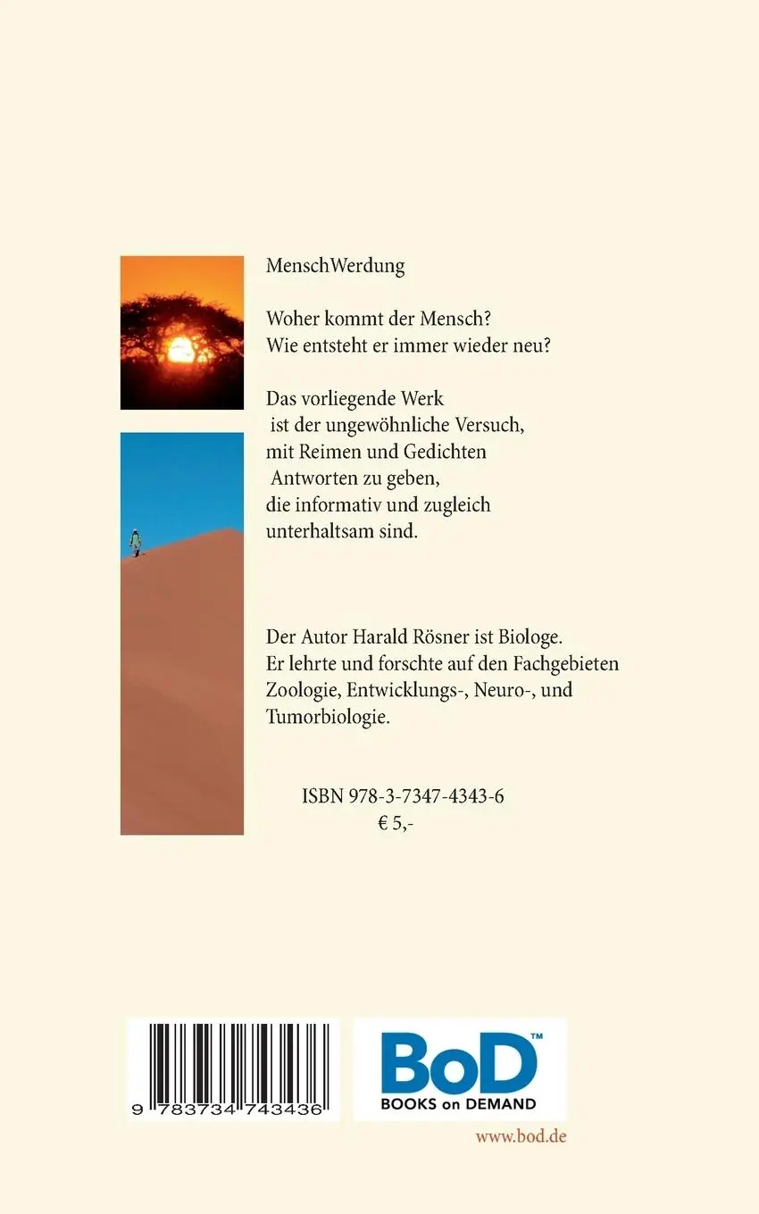 Rückseite: 9783734743436 | MenschWerdung | Reime und Gedichte | Harald Rösner | Taschenbuch