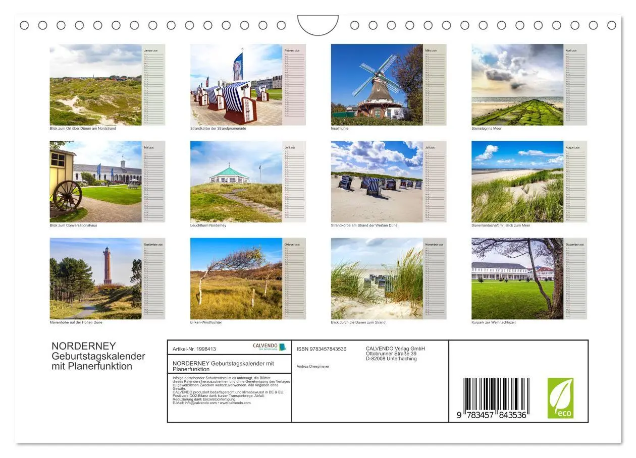 Bild: 9783457843536 | NORDERNEY Geburtstagskalender mit Planerfunktion (Wandkalender 2026...