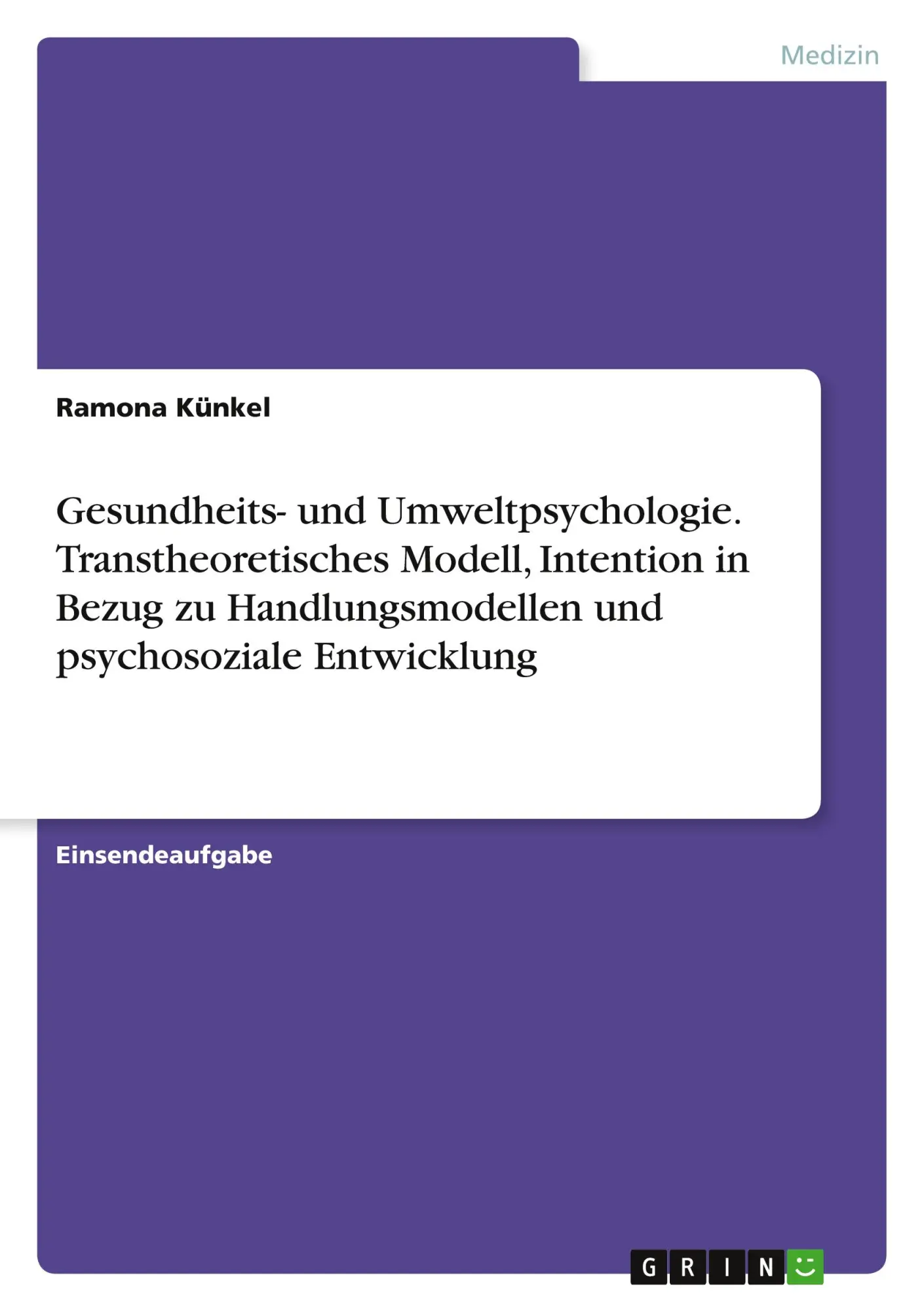 Cover: 9783389143636 | Gesundheits- und Umweltpsychologie. Transtheoretisches Modell,...