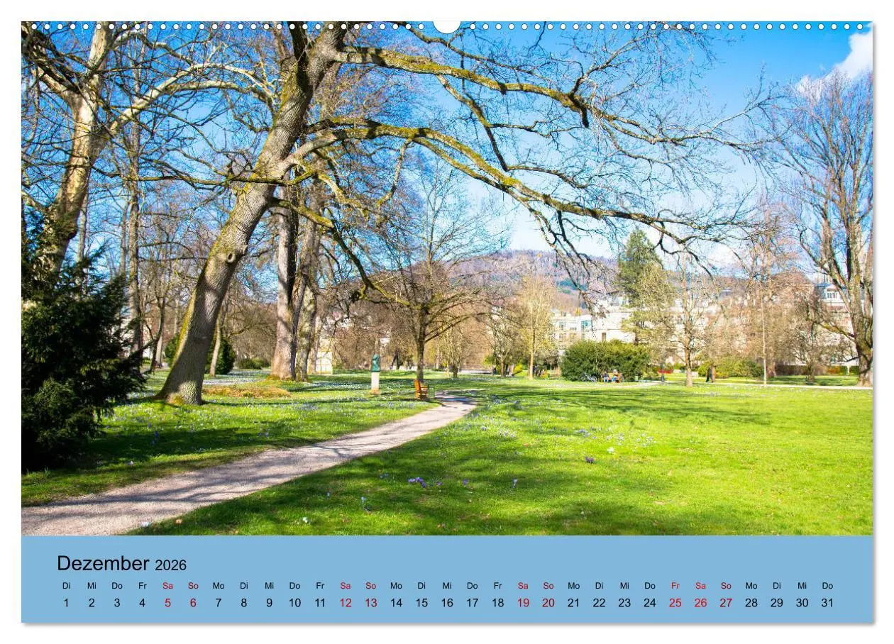 Bild: 9783457833636 | Kurpark Baden-Baden (Wandkalender 2026 DIN A2 quer), CALVENDO...
