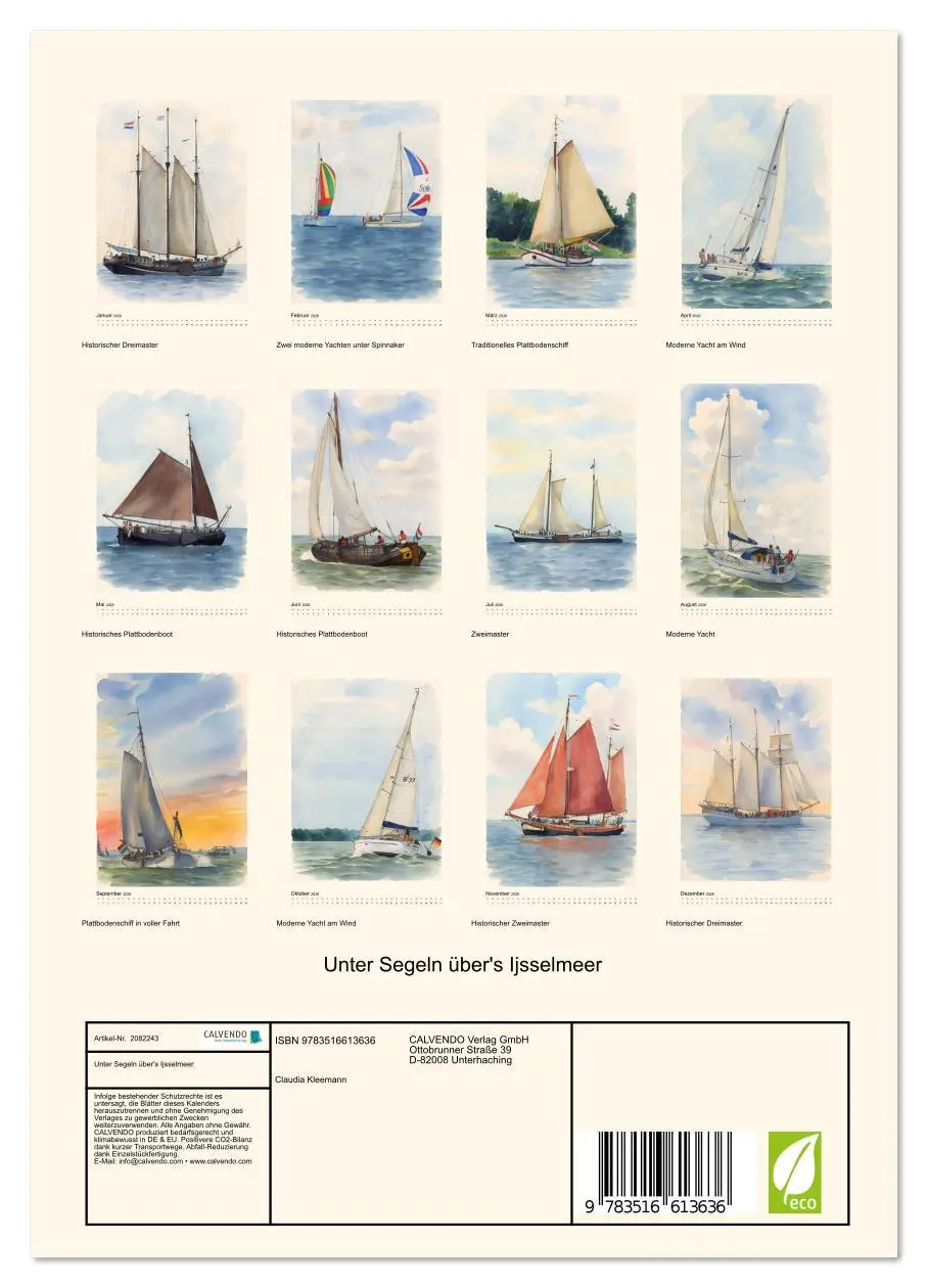Bild: 9783516613636 | Unter Segeln über's Ijsselmeer (Wandkalender 2026 DIN A4 hoch),...