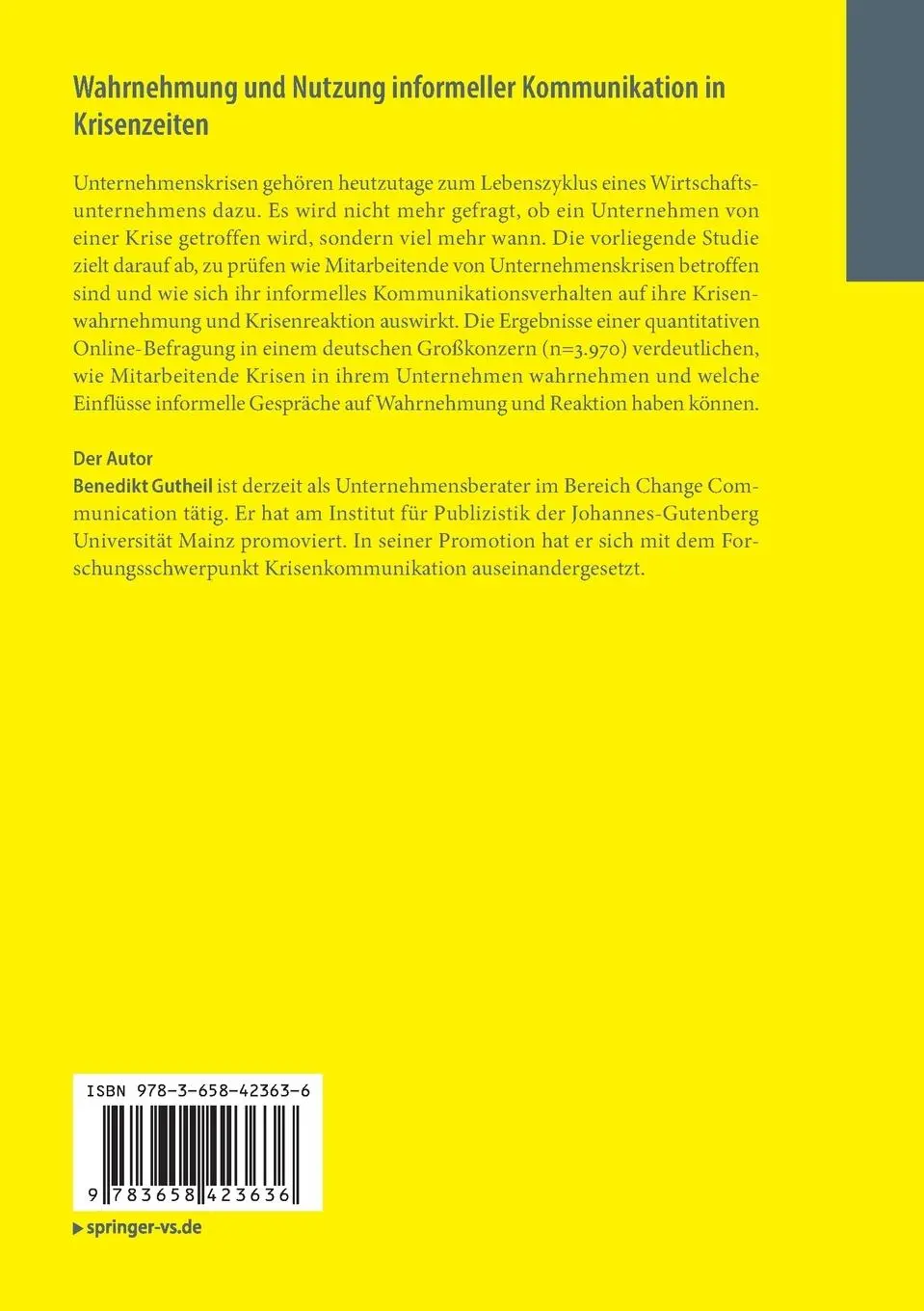 Rückseite: 9783658423636 | Wahrnehmung und Nutzung informeller Kommunikation in Krisenzeiten