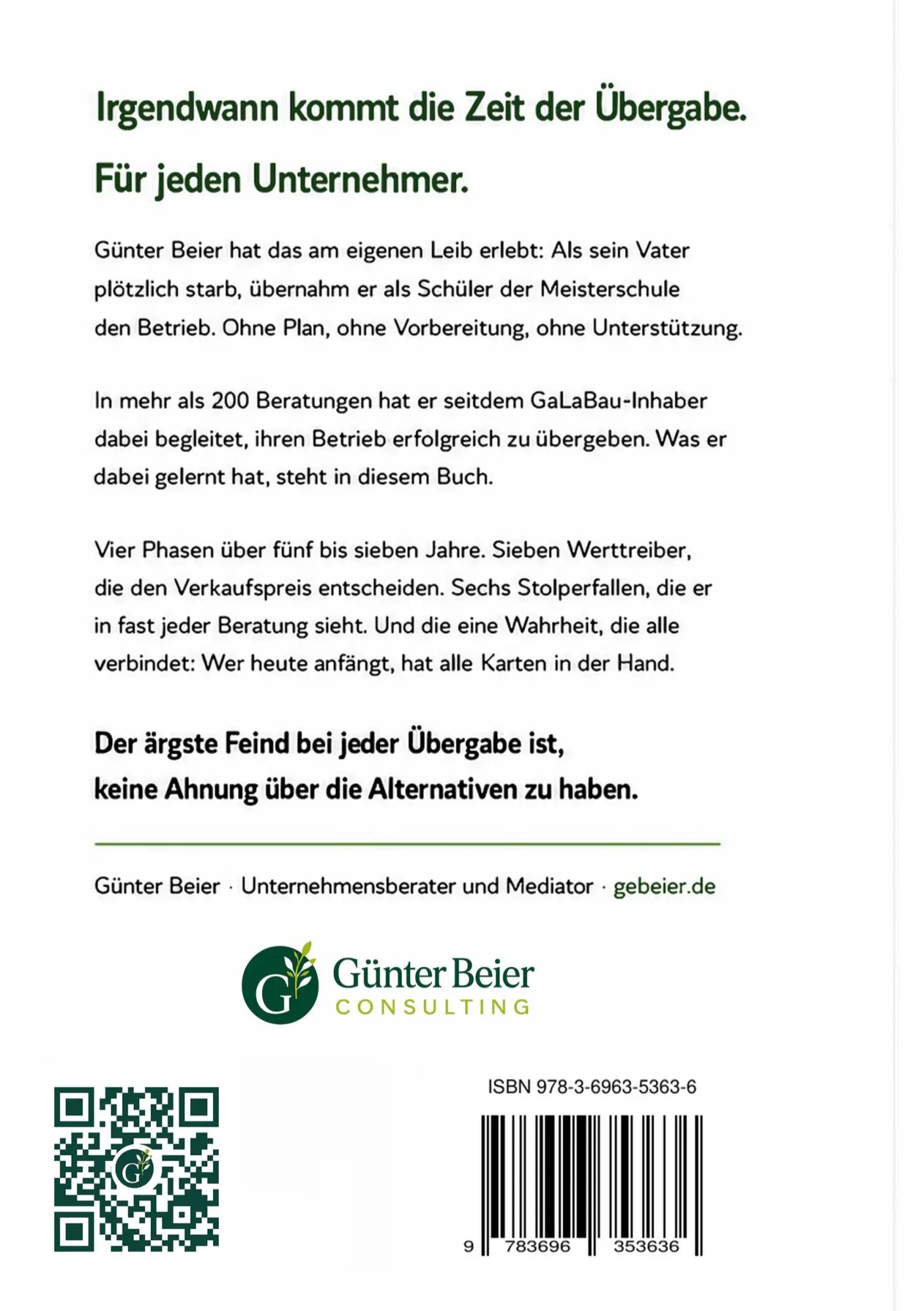 Rückseite: 9783696353636 | Der letzte Große Unternehmerjob | Unternehmensnachfolge im GaLaBau