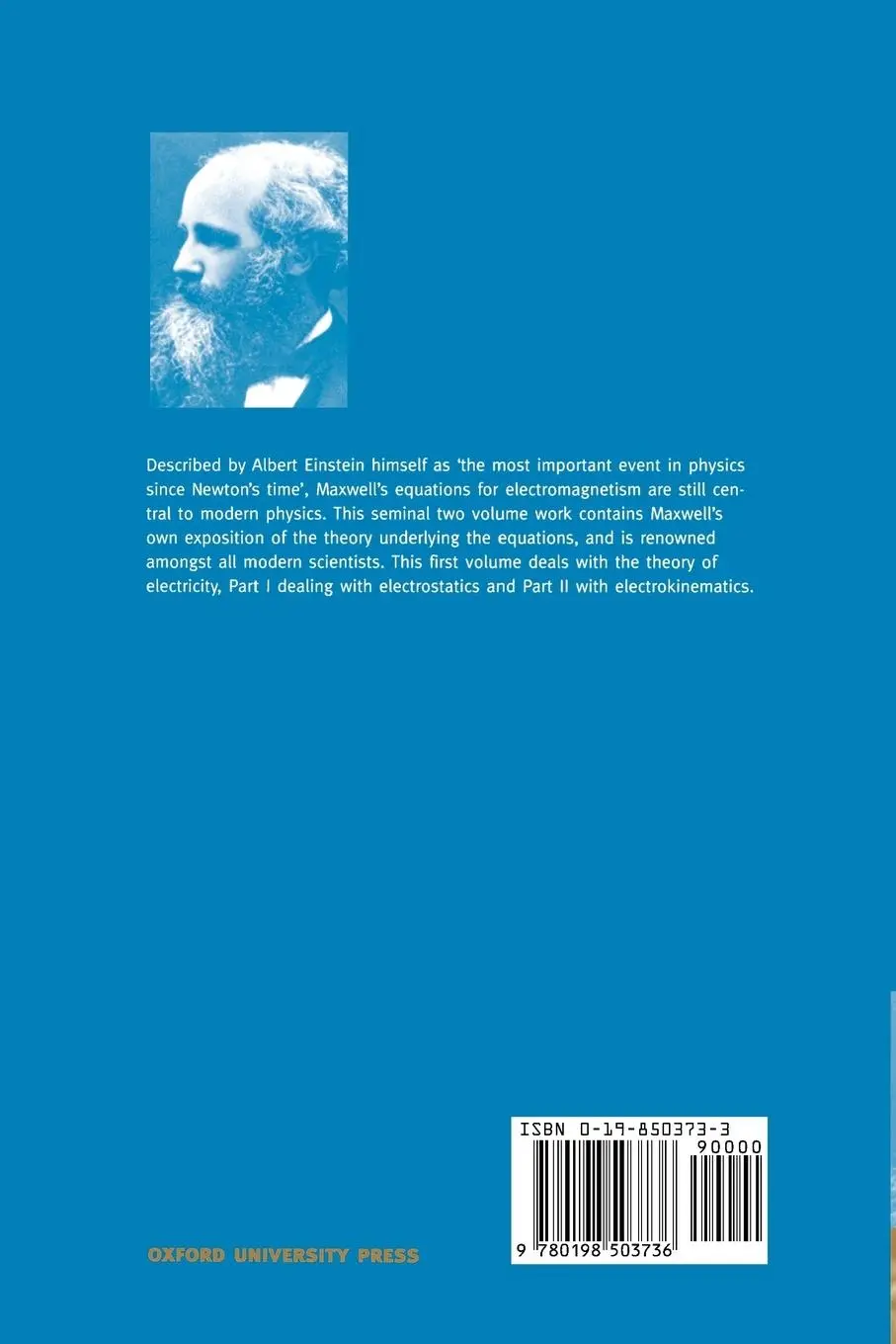 Rückseite: 9780198503736 | A Treatise on Electricity and Magnetism | Volume 1 | Maxwell | Buch