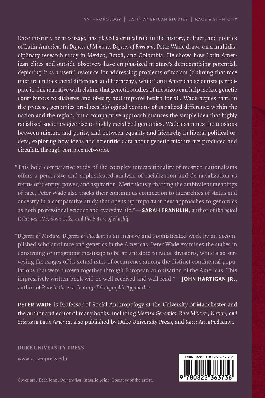 Rückseite: 9780822363736 | Degrees of Mixture, Degrees of Freedom | Peter Wade | Taschenbuch