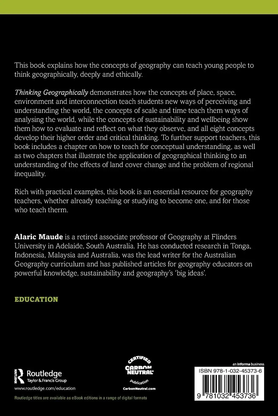 Rückseite: 9781032453736 | Thinking Geographically | A Guide to the Core Concepts for Teachers