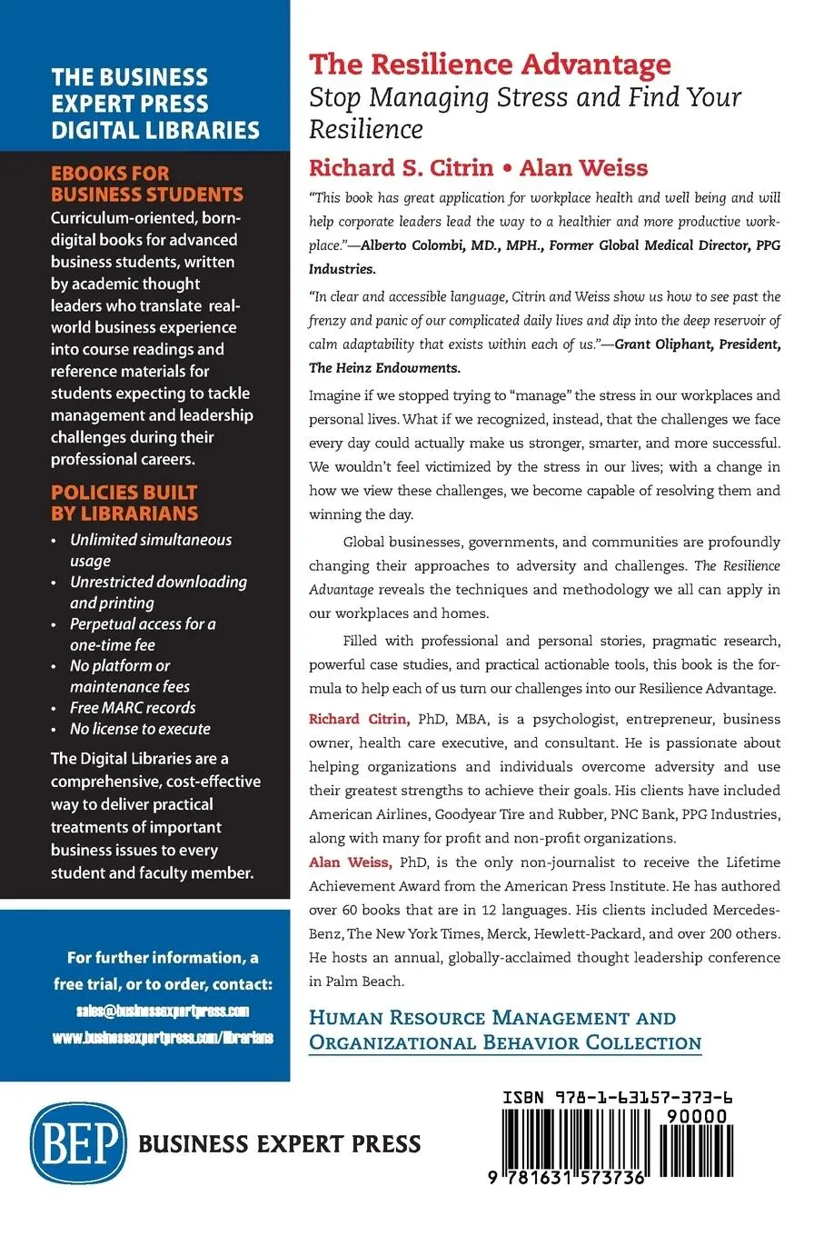Rückseite: 9781631573736 | The Resilience Advantage | Richard S. Citrin (u. a.) | Taschenbuch