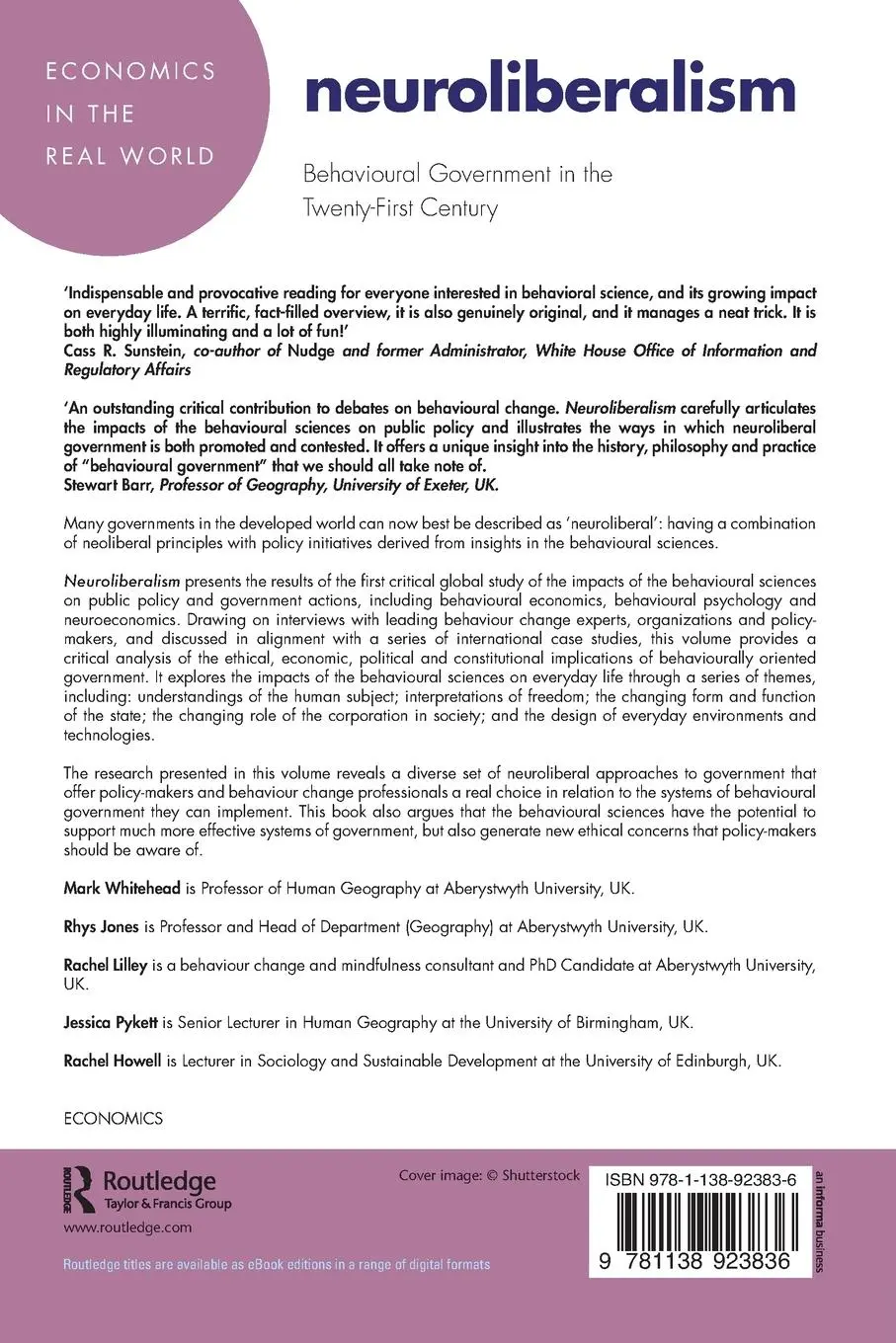 Rückseite: 9781138923836 | Neuroliberalism | Behavioural Government in the Twenty-First Century